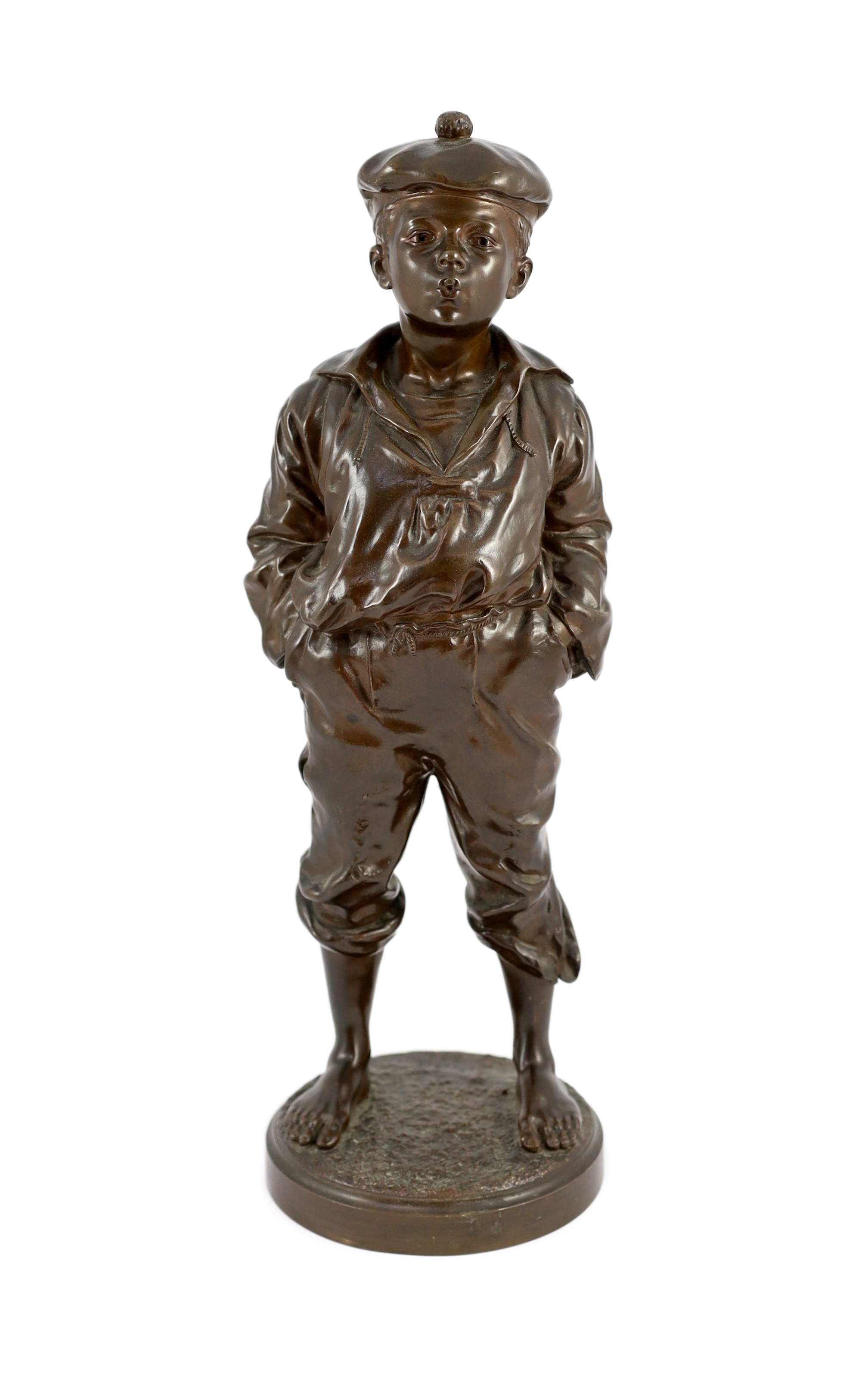 Vaclaw (Victor) Szczeblewski (Polish, 19th century). A bronze figure 'Mousse Le Siffleur', study of a street urchin, 41cm